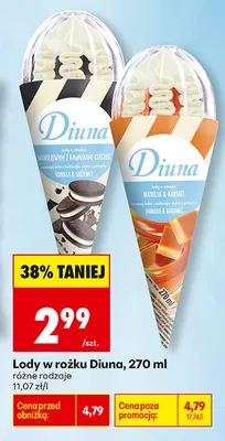 Lody w rożku Diuna wanilia & karmel promocja w Biedronka
