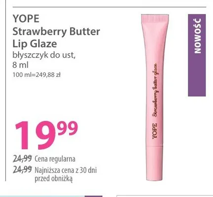 Błyszczyk do ust Yope Strawberry Butter Lip Glaze promocja w Hebe