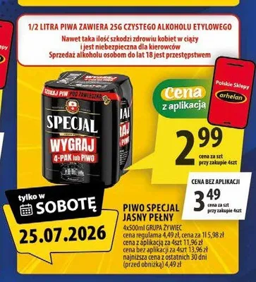 Piwo Specjal Jasny Pełny 4-pak promocja w Arhelan