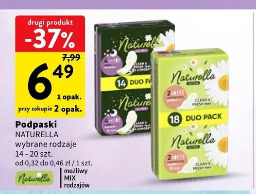 Podpaski Naturella Ultra promocja w Intermarche