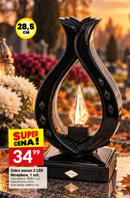 Znicz wazon 2 LED Niceplace promocja w Twój Market