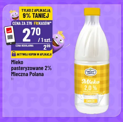 Mleko pasteryzowane Mleczna Polana 2% promocja w POLOmarket