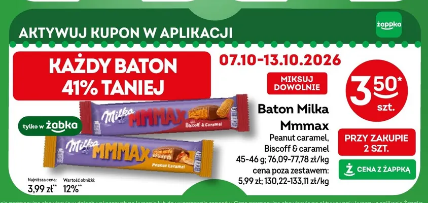 Baton Milka Mmmax Peanut caramel promocja w Żabka