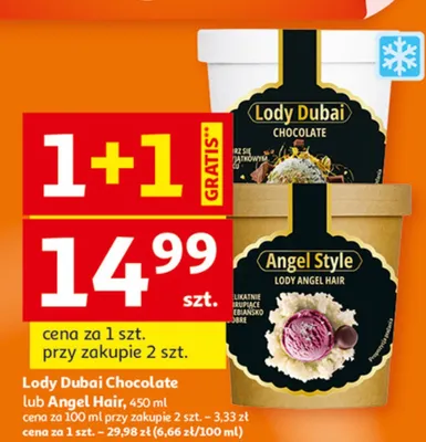 Lody Dubai Chocolate lub Angel Hair promocja w Auchan