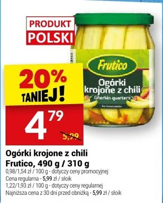 Ogórki krojone z chili Frutico promocja w Twój Market