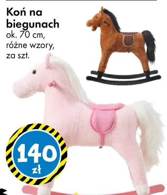 Koń na biegunach ok. 70 cm, różne wzory promocja w Tedi