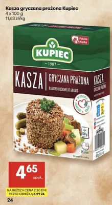 Kasza gryczana prażona Kupiec promocja w Delikatesy Centrum
