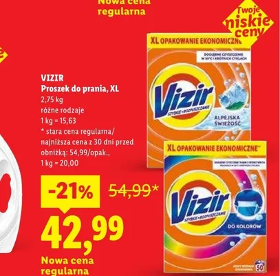 Proszek do prania Vizir XL promocja w Lidl