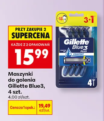 Maszynki do golenia Gillette Blue3 4-pak promocja w Biedronka