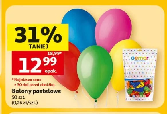 Balony pastelowe Gemar 50-pak promocja w Auchan