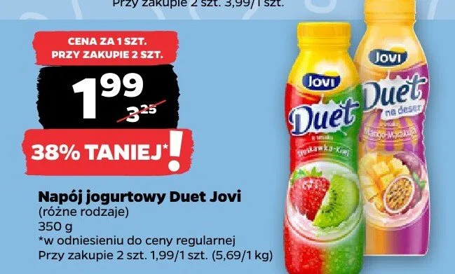 Napój jogurtowy Duet Jovi promocja w Netto
