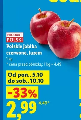 Jabłka czerwone polskie promocja w Lidl