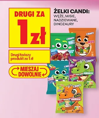 Żelki Candi: węże, misie, nadziewane, dinozaury promocja w Biedronka