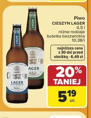 Piwo Cieszyn Lager promocja w Carrefour
