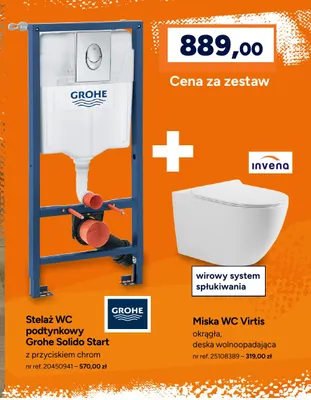 Zestaw stelaż Wc podtynkowy Grohe Solido Start + miska Wc Virtis Invena promocja w Bricoman