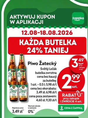 Piwo Žatecký Světlý Ležák promocja w Żabka