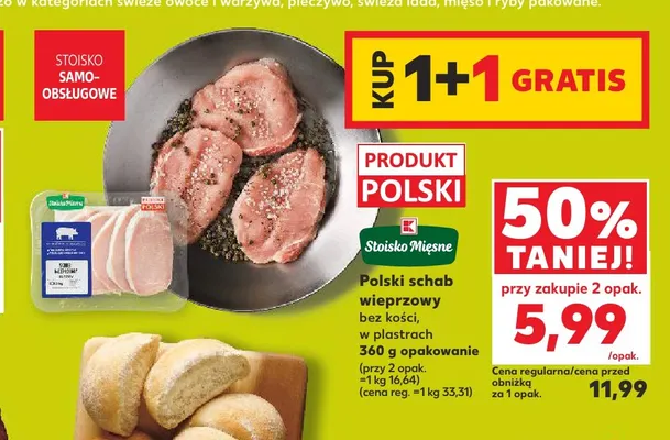 Polski schab wieprzowy bez kości w plastrach Stoisko Mięsne promocja w Kaufland