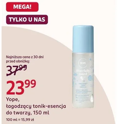Łagodzący tonik-esencja do twarzy Yope promocja w Rossmann
