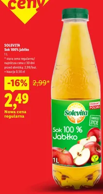 Sok 100% jabłko Solevita promocja w Lidl