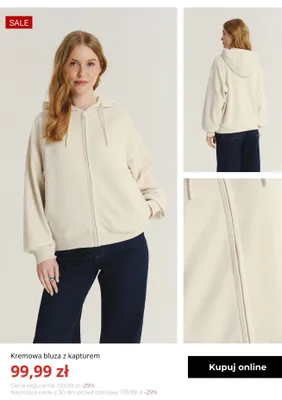 Bluza damska z kapturem kremowa Greenpoint promocja w Greenpoint