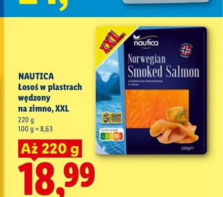 Łosoś w plastrach wędzony na zimno Nautica XXL promocja w Lidl