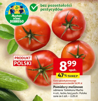 Pomidory malinowe odmiana Tomimaru Mucho polskie promocja w Auchan