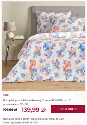 Komplet pościeli bawełnianej Coralia home&you 160x200 cm z 2 poszewkami 70x80 promocja w home&you