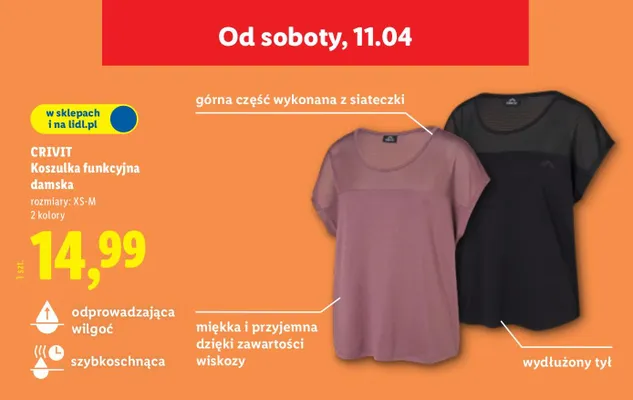 Koszulka funkcyjna damska promocja w Lidl
