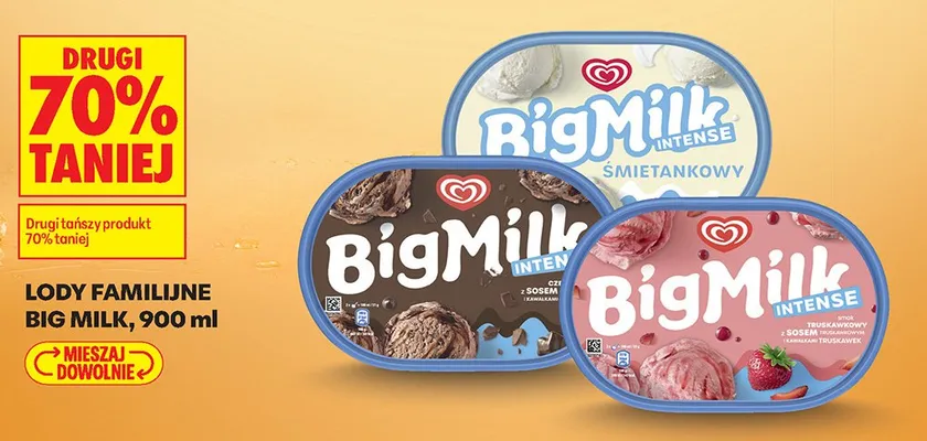 Lody familijne Big Milk Intense Truskawkowy promocja w Biedronka