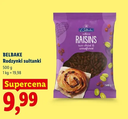 Rodzynki sułtanki Belbake promocja w Lidl