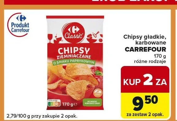 Chipsy gładkie Carrefour promocja w Carrefour Express