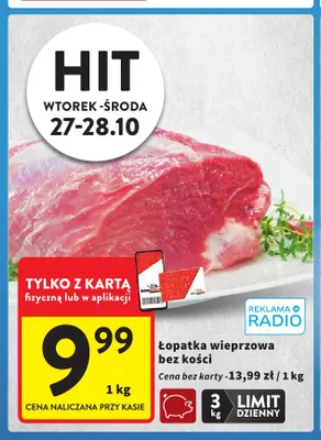 Łopatka wieprzowa bez kości promocja w Intermarche
