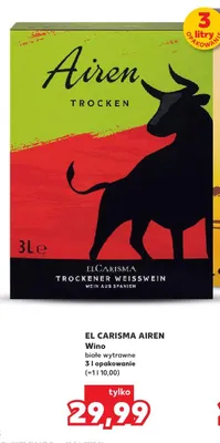 Wino białe wytrawne EL CARISMA AIREN promocja w Kaufland