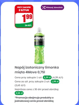 Napój izotoniczny limonka mięta 4Move promocja w Dino