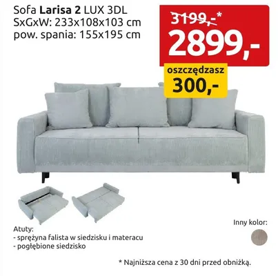 Sofa Larisa 2 LUX 3DL promocja w Black Red White