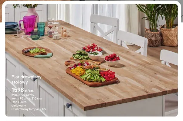 Blat drewniany stołowy Dąb Hinita olejowany utwardzony lampami UV wym. 95x4x210cm promocja w Castorama