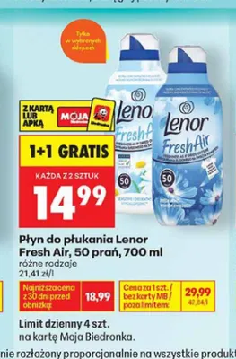 Płyn do płukania tkanin Lenor Fresh Air Sensitive promocja w Biedronka