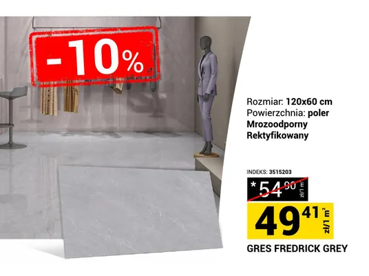 Gres Fredrick Grey 120x60 cm promocja w Merkury Market