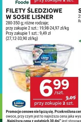 Filety śledziowe w sosie śmietanowym Lisner promocja w Stokrotka