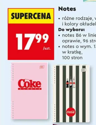 Notes 13x21 cm w kratkę, 100 str. promocja w Biedronka