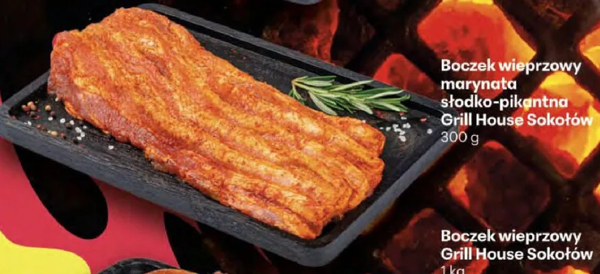 Boczek wieprzowy marynata słodko-pikantna Grill House Sokołów promocja w Delikatesy Centrum