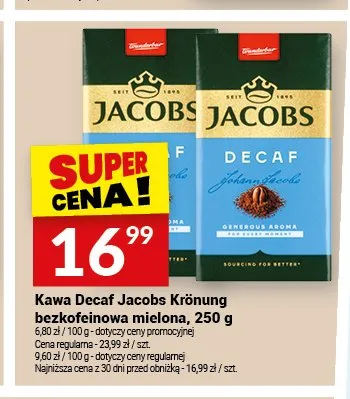Kawa mielona bezkofeinowa Jacobs Krönung Decaf promocja w Twój Market