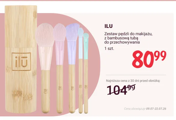 Zestaw pędzli do makijażu ILU z bambusową tubą do przechowywania promocja w Rossmann