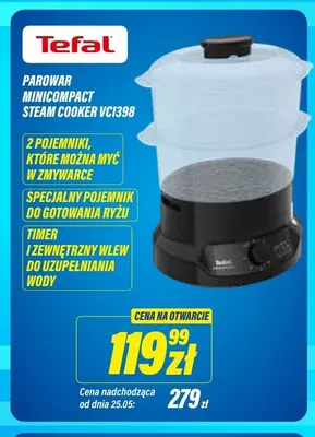 Parowar TEFAL MINICOMPACT STEAM COOKER VC1398 promocja w RTV EURO AGD