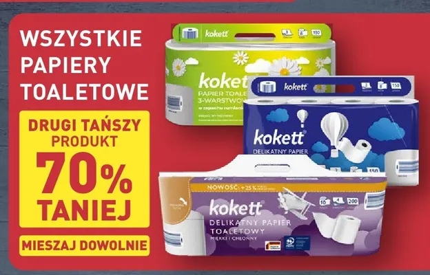 Papier toaletowy Kokett delikatny miękki i chłonny promocja w Aldi