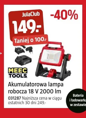 Akumulatorowa lampa robocza MEEC TOOLS promocja w Jula