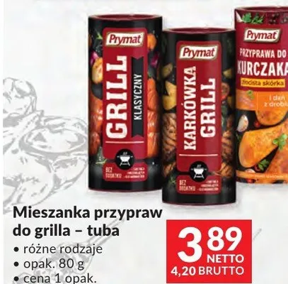 Mieszanka przypraw do grilla – tuba Prymat różne rodzaje promocja w Makro