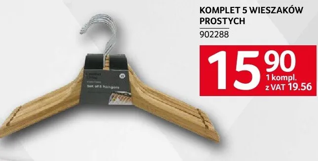 Komplet 5 wieszaków prostych 902288 promocja w Selgros