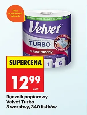 Ręcznik papierowy Velvet Turbo 3 warstwy 340 listków promocja w Biedronka