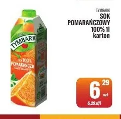 Sok pomarańczowy karton Tymbark 100% promocja w Tomi Markt